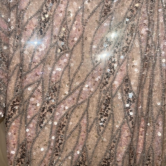 Mac Duggal 4982 NWT EMBELLISHED ONE SLEEVE GOWN W/ SEQUIN BELT rose gold - Picture 7 of 13